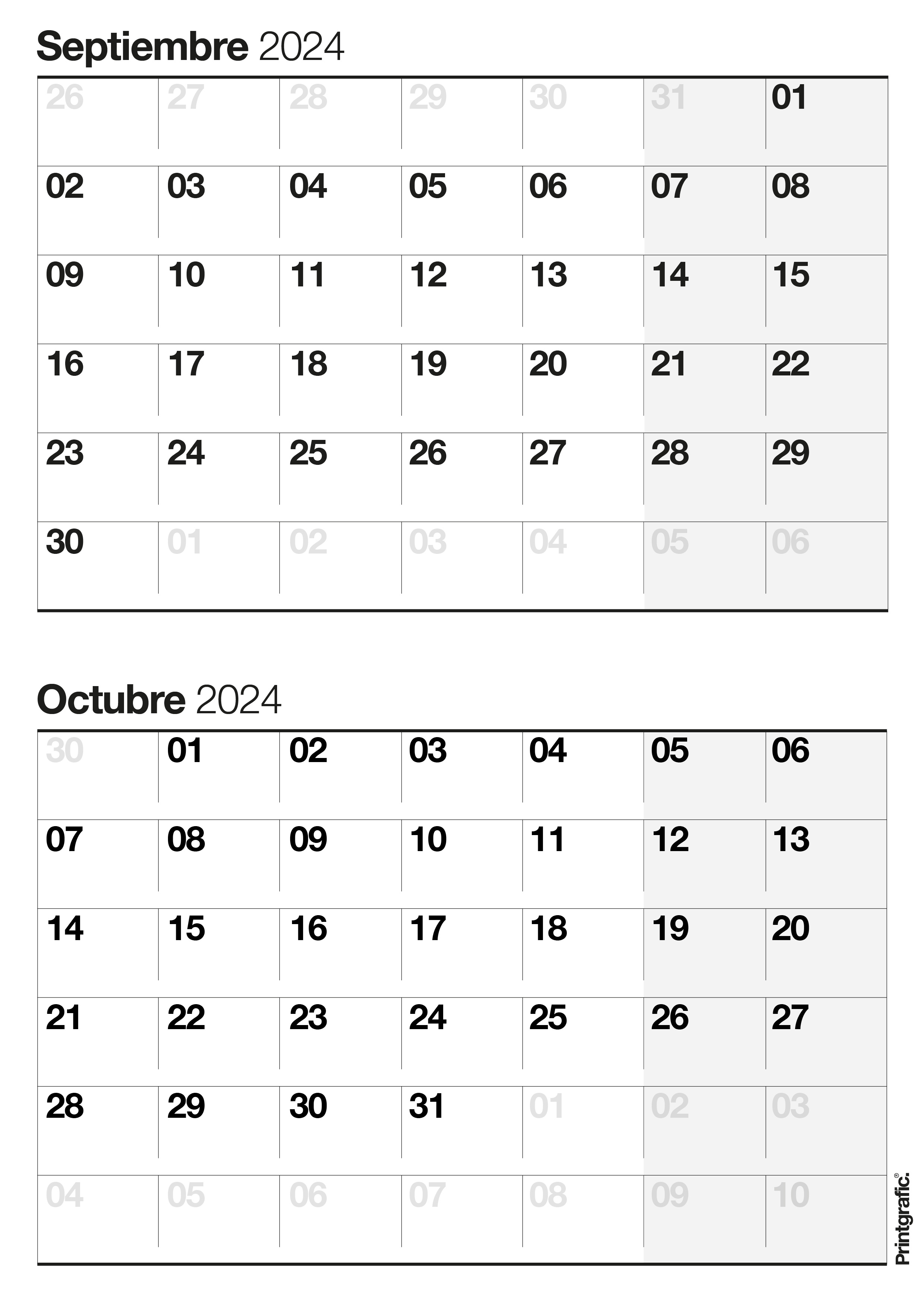 calendario para imprimir septiembre octubre 2024