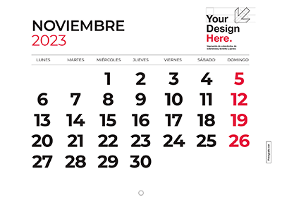 calendario para imprimir noviembre 2023